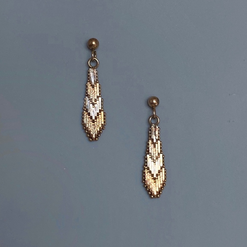 925 Sterling Silver Gold Two Tone Tribal Earrings
